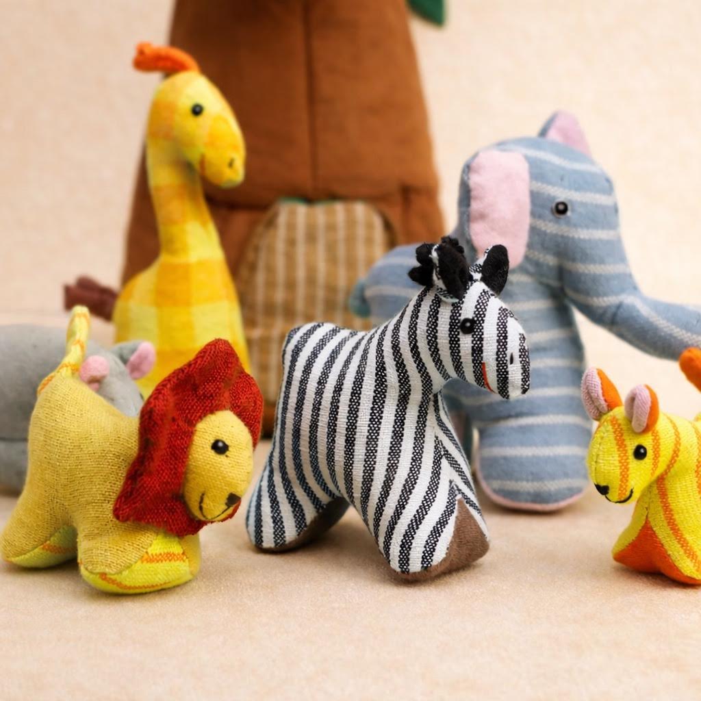Handcrafted Organic Cotton Jungle Tree Playhouse with Animals