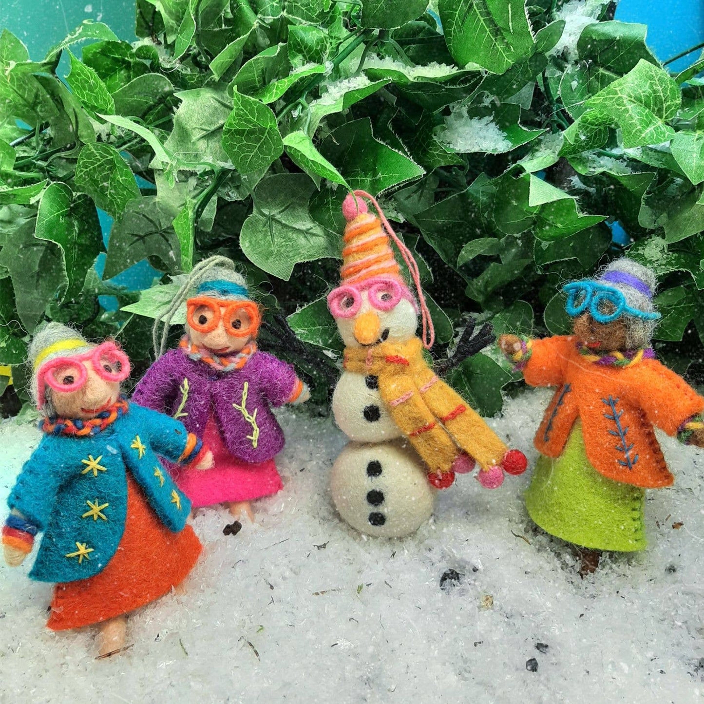 Handmade Biodegradable Felt Betty the Snowman Decoration