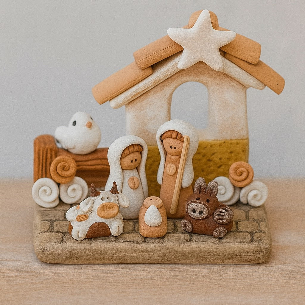 Handcrafted Nativity Scene - Bethlehem Stable Nativity