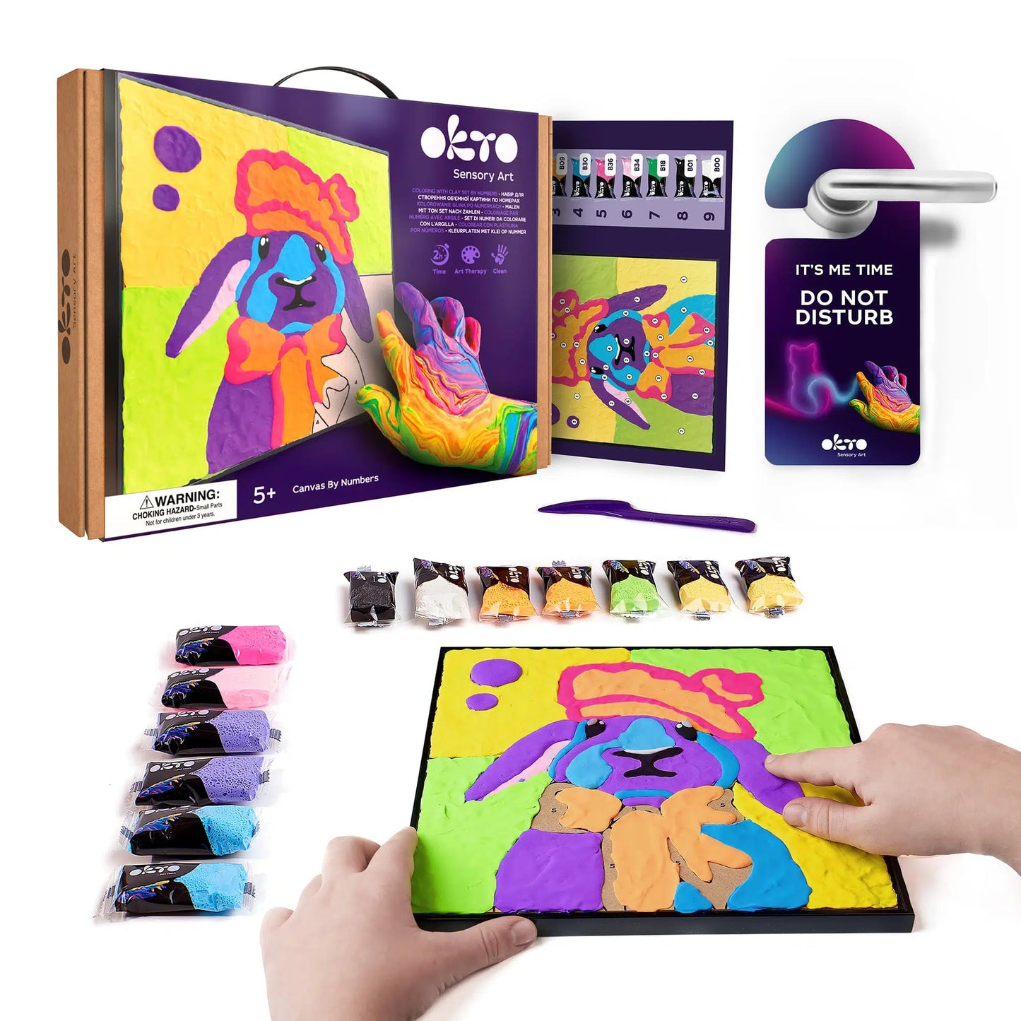 Sensory 3D Art Kit, Coloring With Clay By Numbers - Bunny