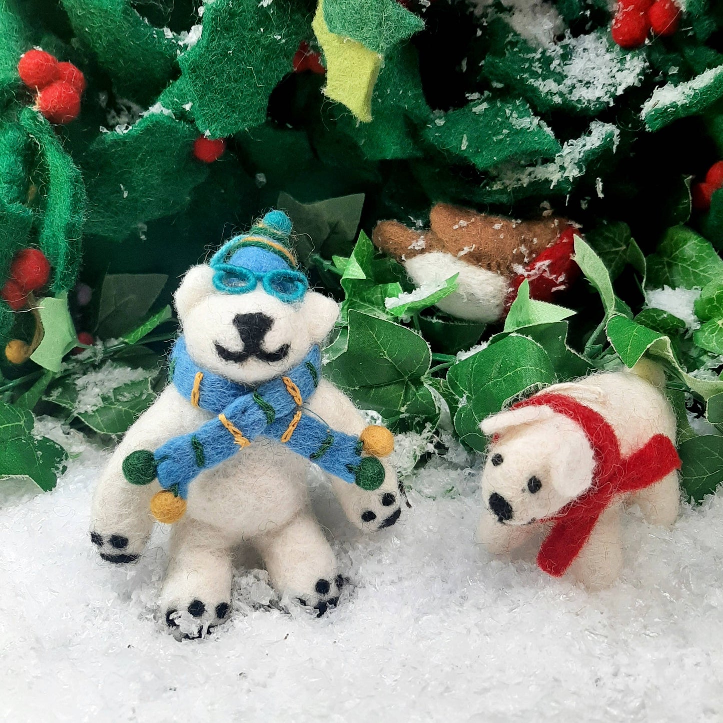 Handmade Felt Cosmo the Polar Bear Decoration