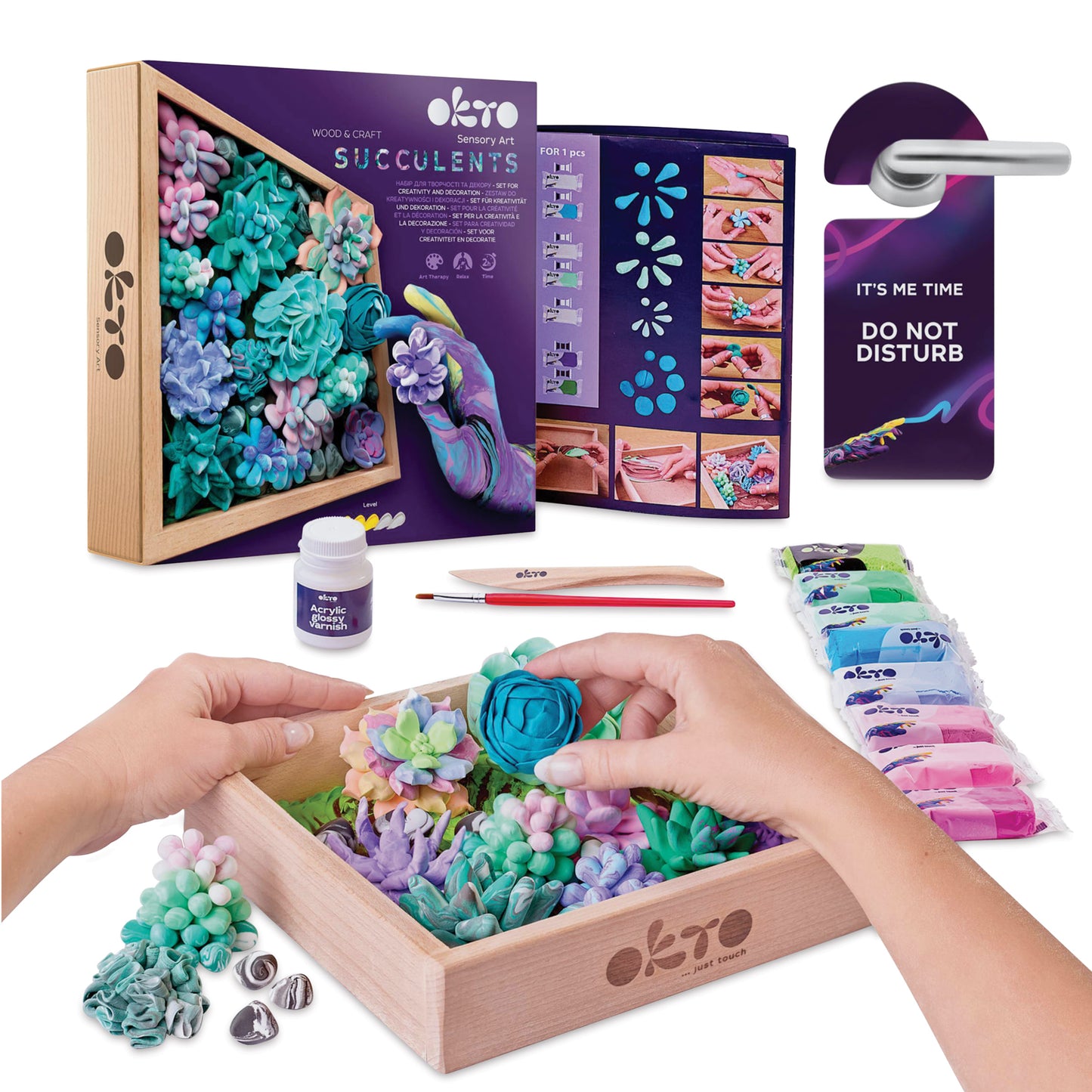 Sensory 3D Art DIY Wood & Craft Clay Kit - Succulents