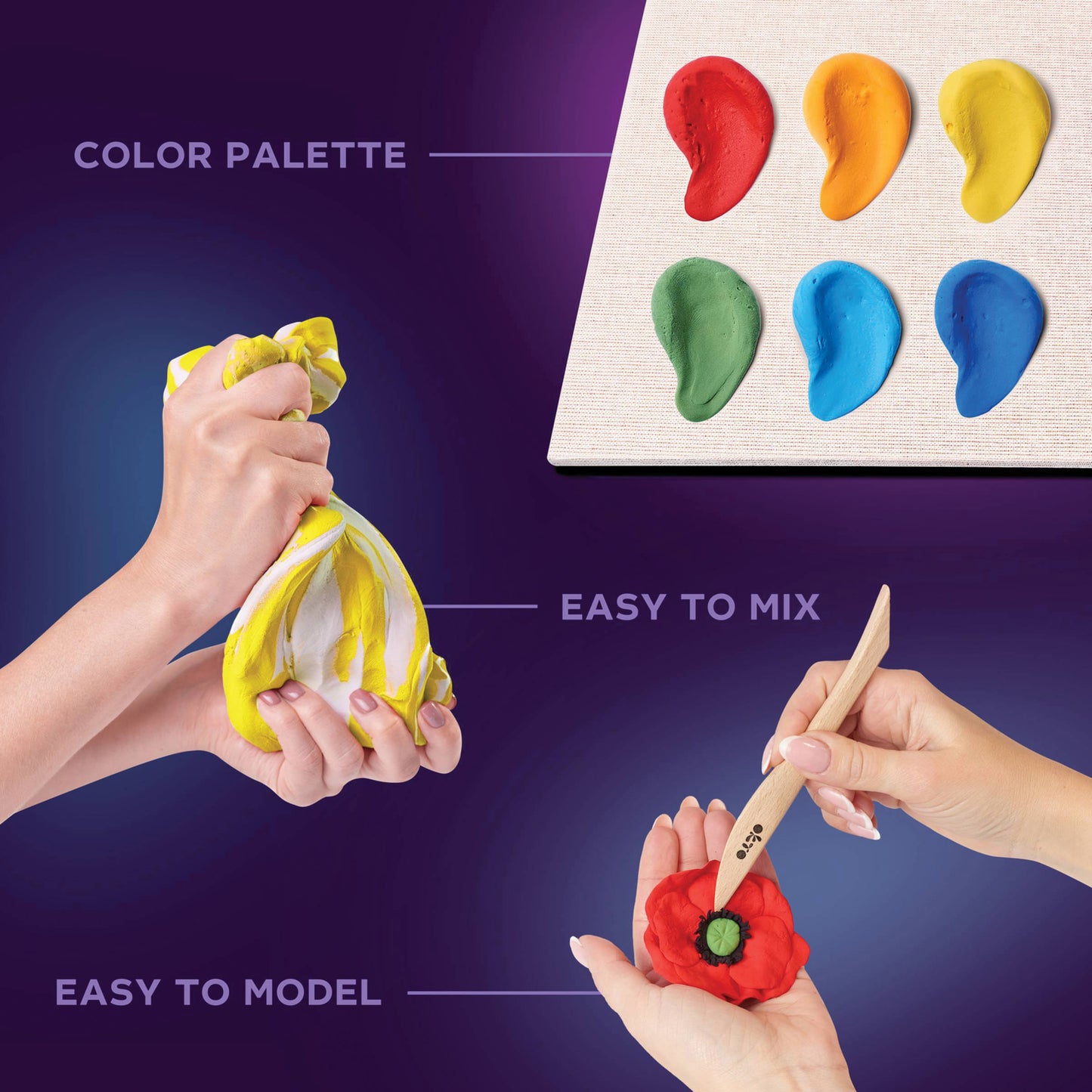 Sensory 3D Art DIY Wood & Craft Clay Kit - Flowers