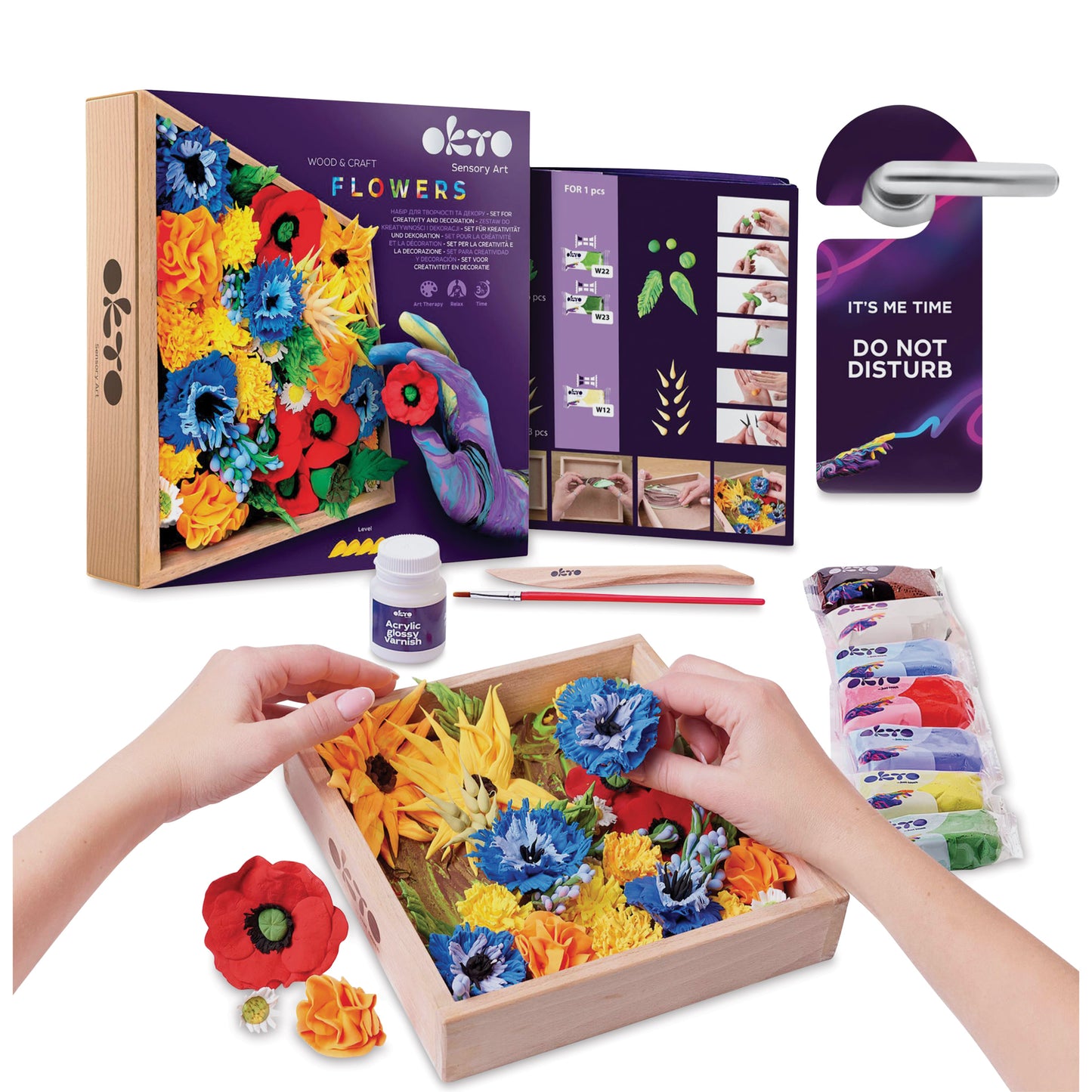 Sensory 3D Art DIY Wood & Craft Clay Kit - Flowers