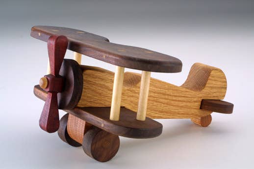 Handmade Wooden Biplane