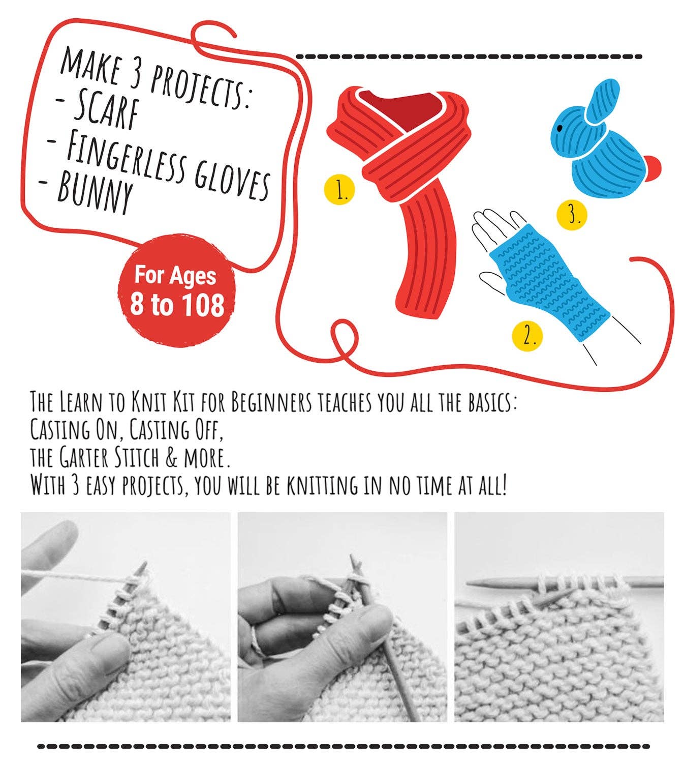 Knitting Kit for Beginners, Kids and Adults