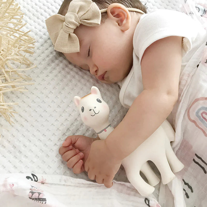 Organic Natural Rubber Rattle, Teether & Bath Toy - Lilith the Llama