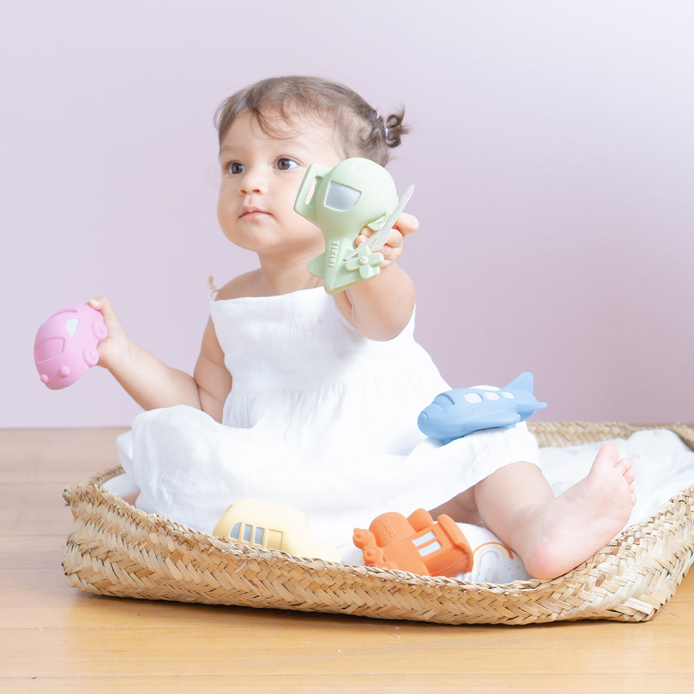 Helicopter- Organic Natural Rubber Teether, Rattle & Bath Toy