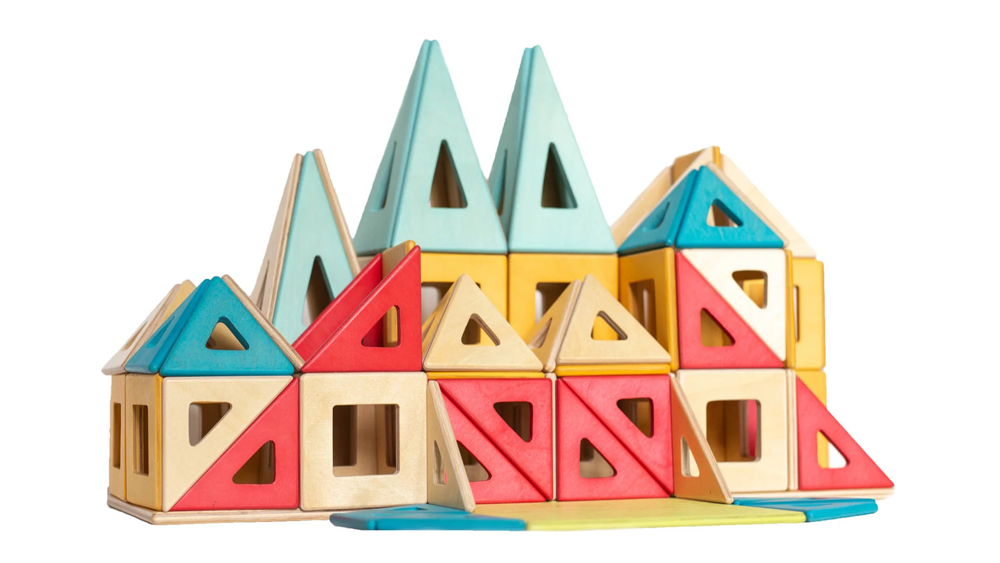 Wooden Magnetic Tiles - 100 Piece Set