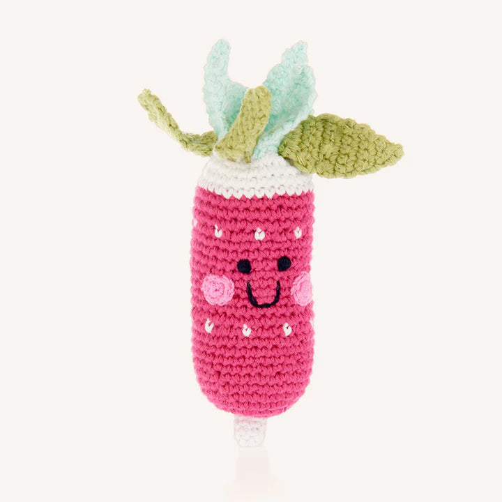 Organic Cotton Plush Rattle - Radish