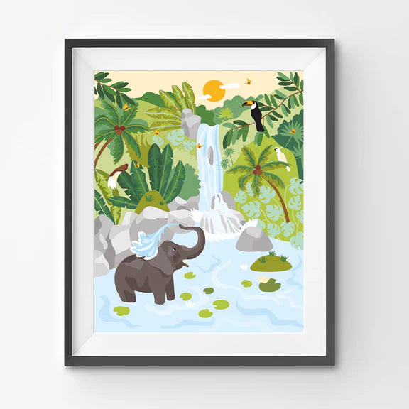 Paint By Number- Elephant At The Waterfall