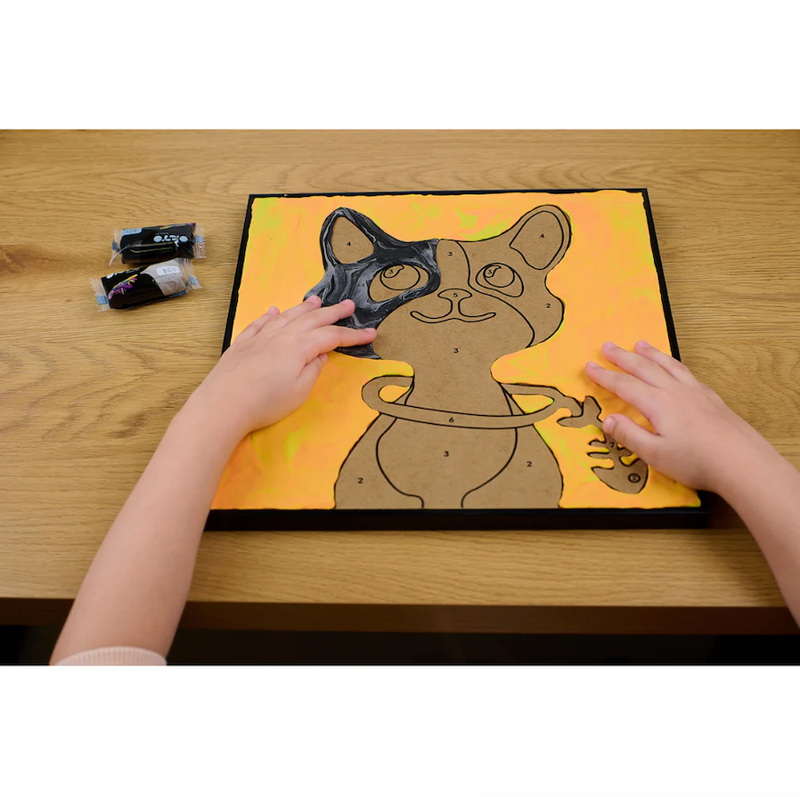 Sensory Art Coloring with Clay Set by Numbers - Cat