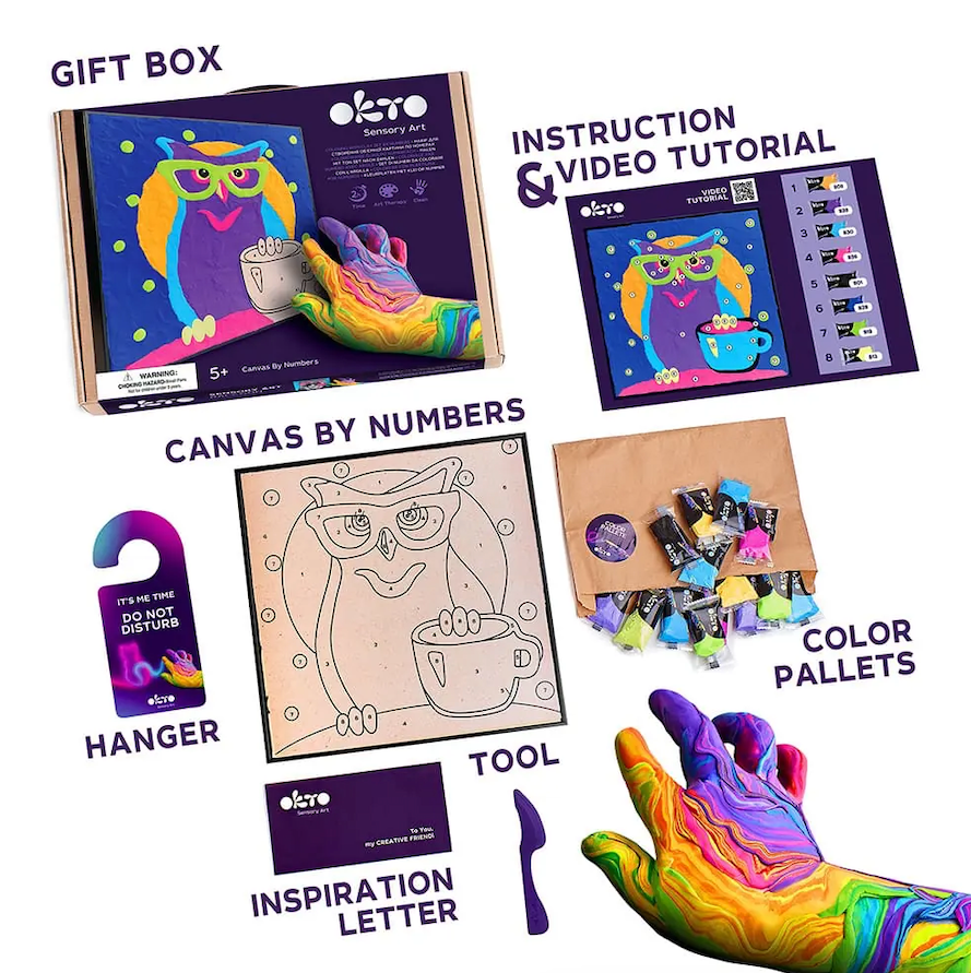Sensory Art Coloring with Clay Set by Numbers - Owl