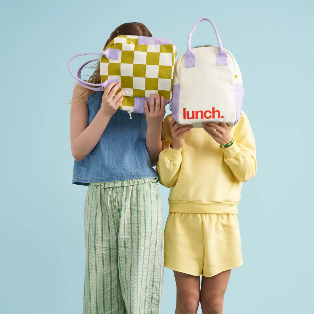 Organic Cotton Lunch Bag - ‘Lunch’ Lavender Poppy