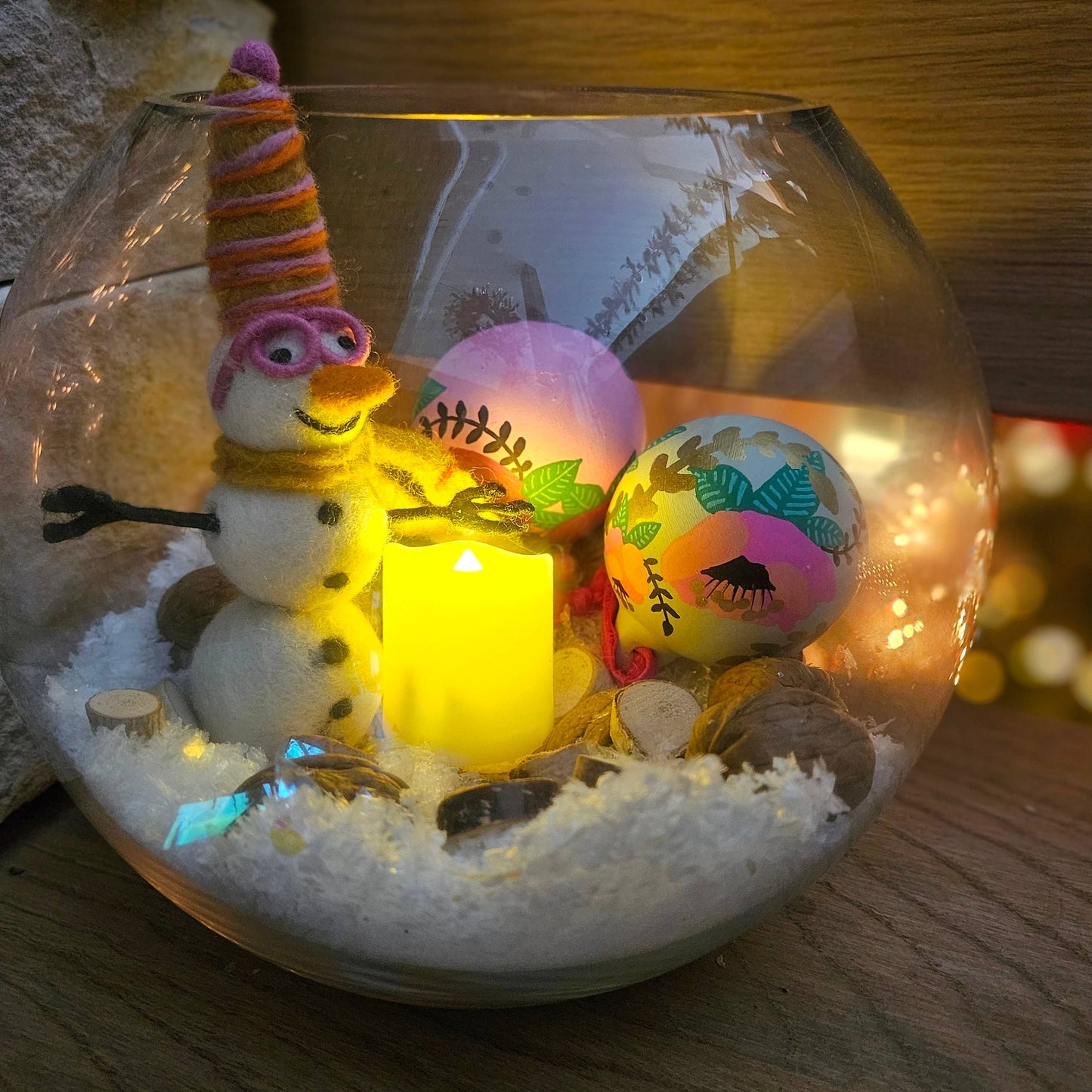 Handmade Biodegradable Felt Betty the Snowman Decoration