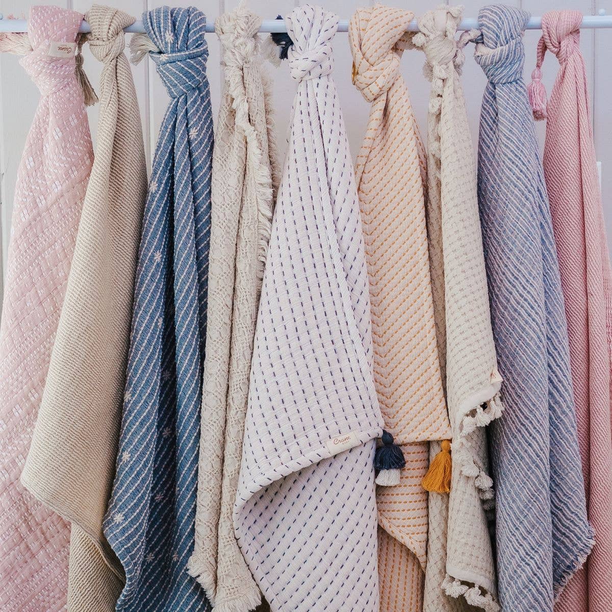 Waffle Knit Cotton Baby Blanket- Cream