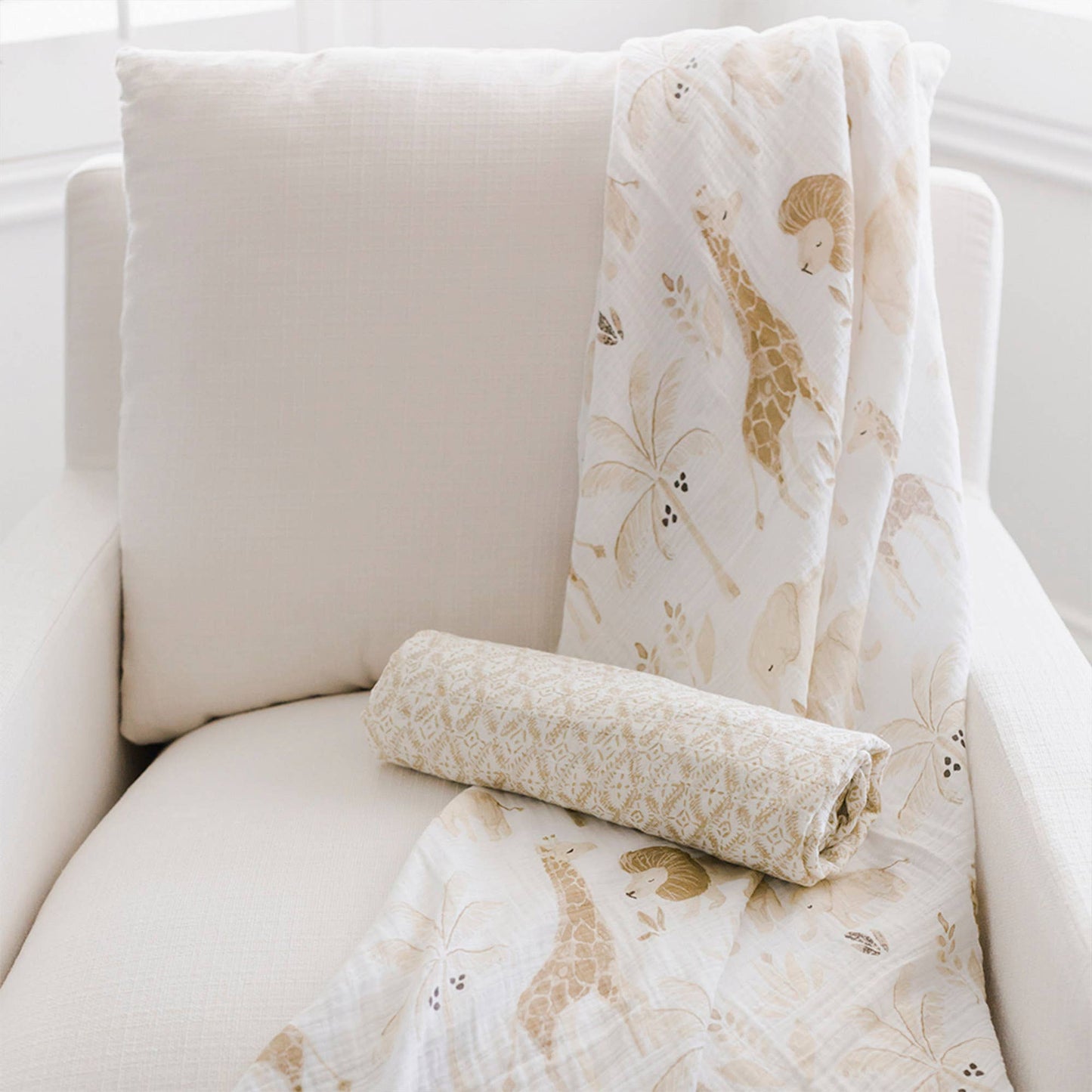 Cotton Swaddle Wraps- Safari Animal, 2PC