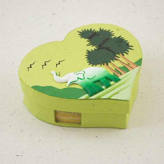 Heart Shaped Note Box- Elephant Light Green