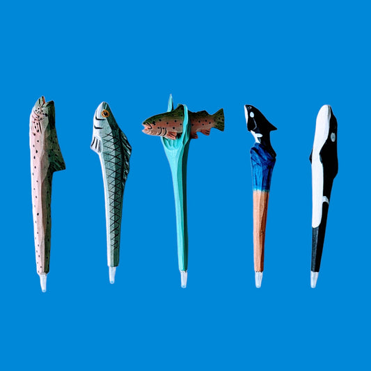 Fish handcrafted wooden souvenir pens