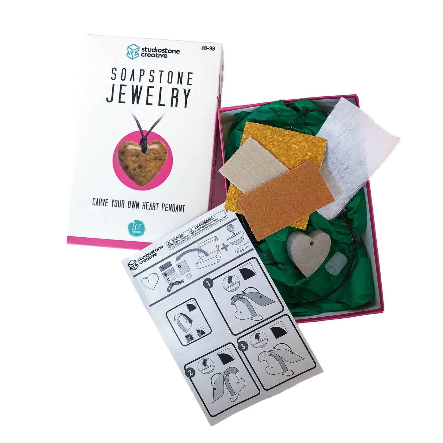 Heart Soapstone Pendant Jewelry Carving Kit
