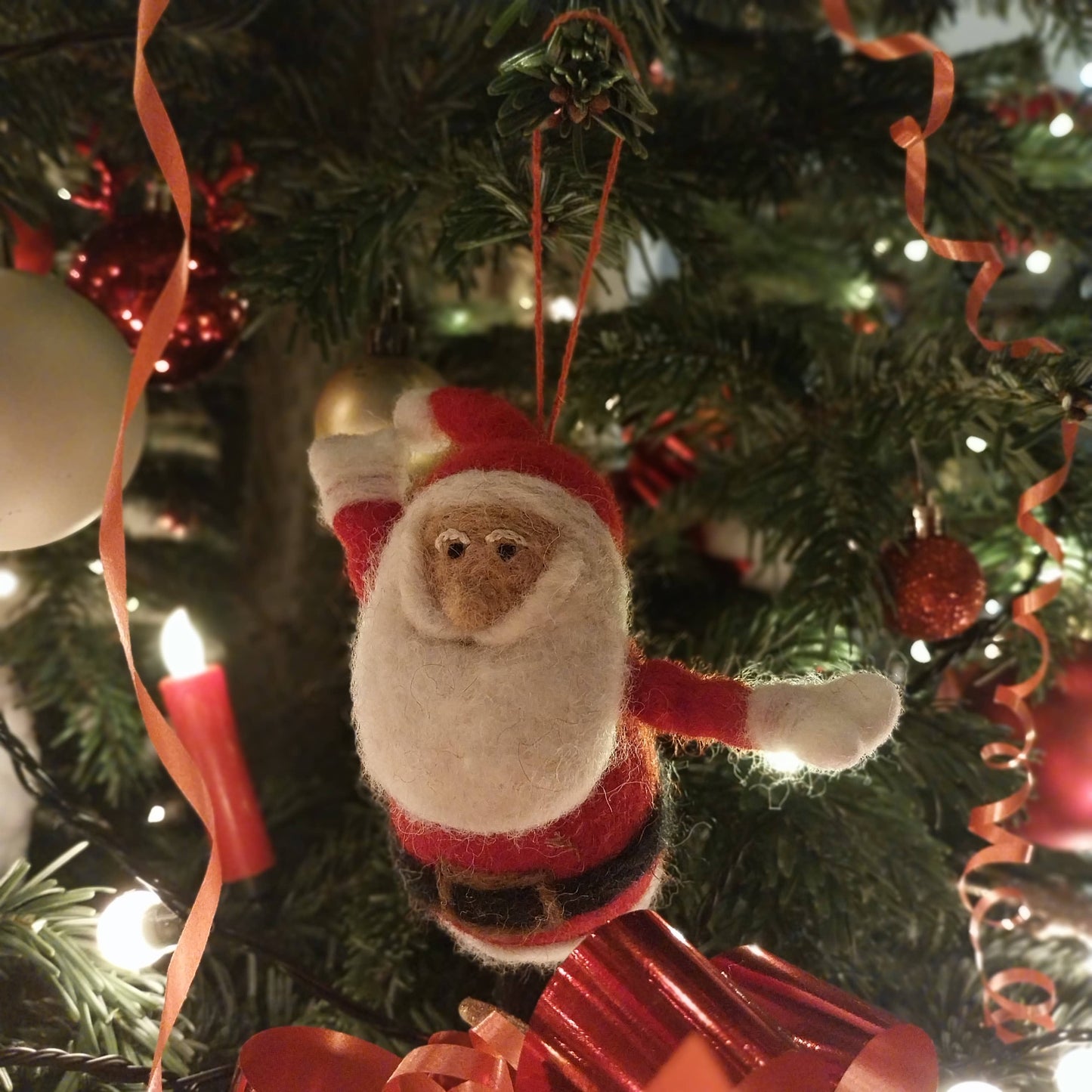 Handmade Felt Round Santa Decoration