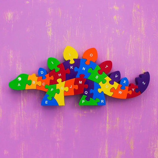 Handmade Wooden Puzzle - Stegosaurus