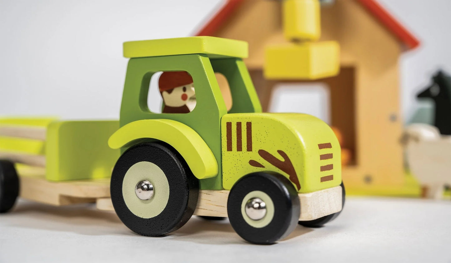 Wooden Tractor and Trailer
