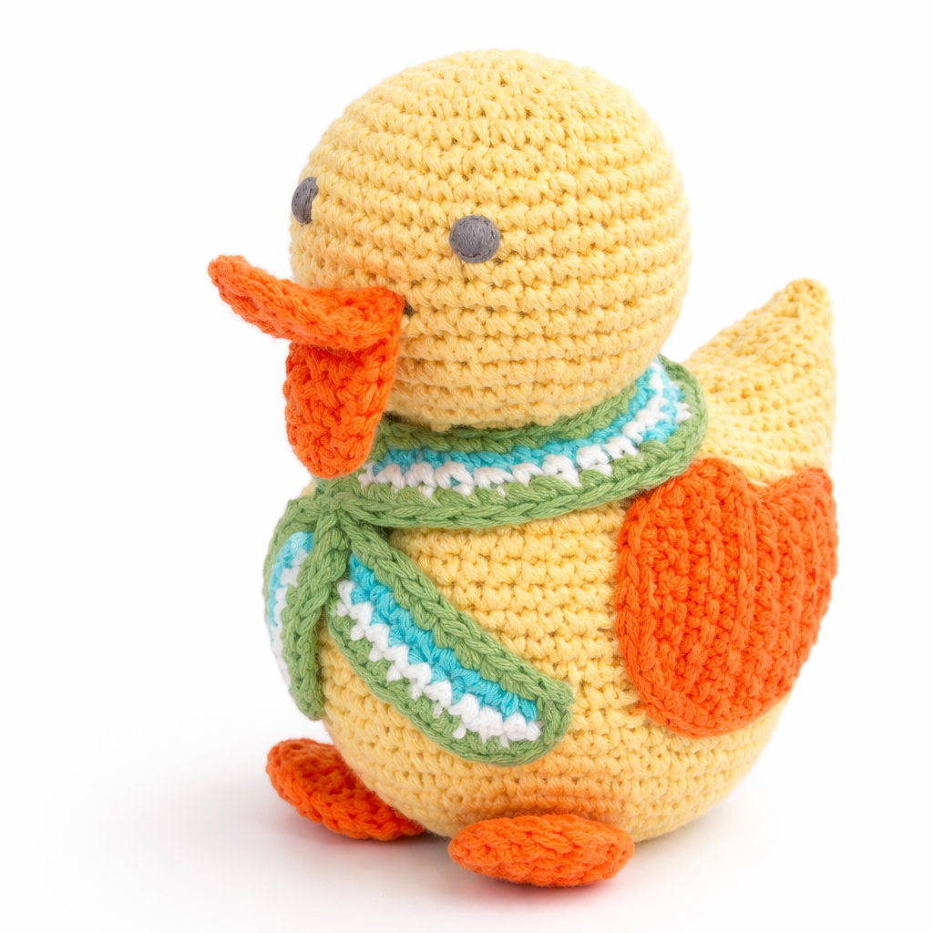 Handmade Duck Rattle - Yellow