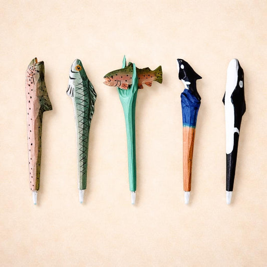Fish handcrafted wooden souvenir pens