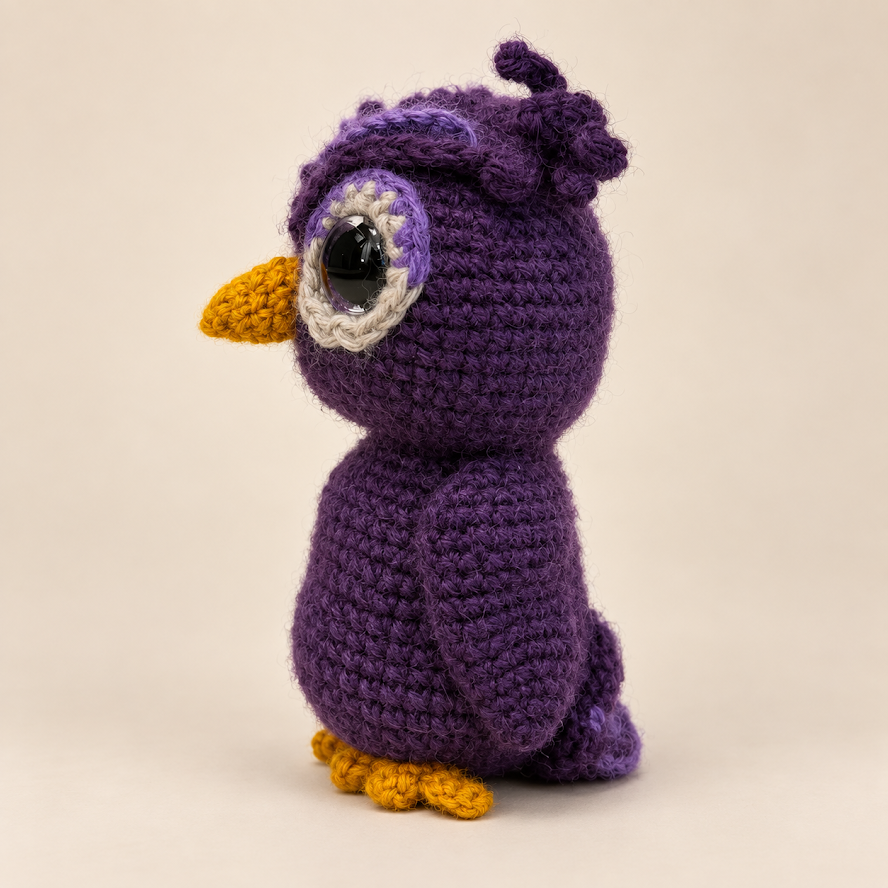 Handmade Baby Alpaca Toy - Purple Owl