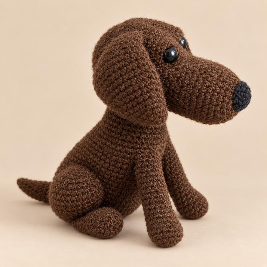 Handmade Baby Alpaca Toy - Chocolate Labrador