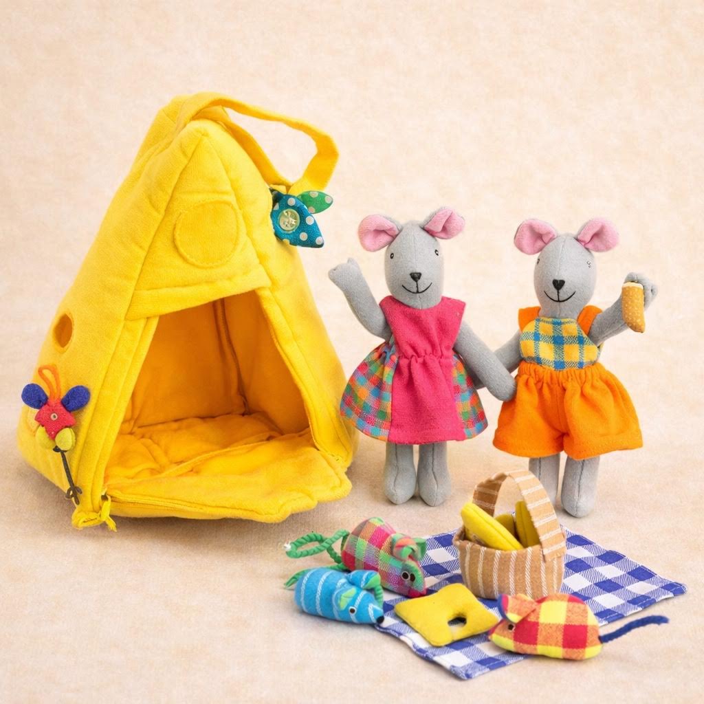 Handcrafted Organic Cotton Mouse Picnic Playhouse