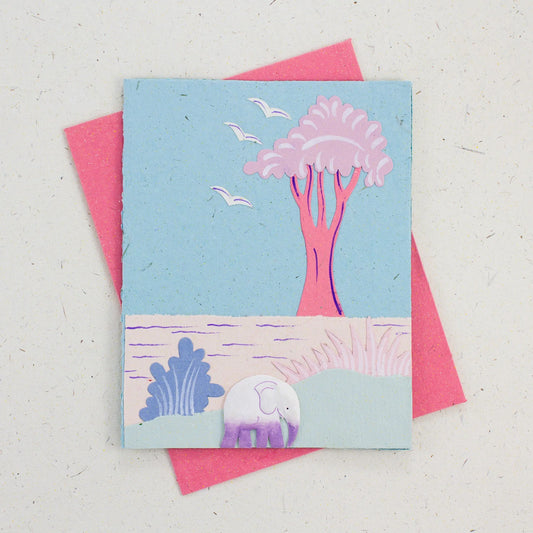 Single Greeting Card- Elephant Robin's Egg Blue