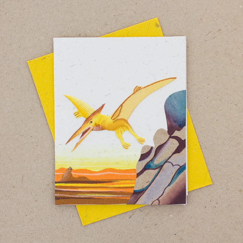 Single Greeting Cards- Pterodactyl White