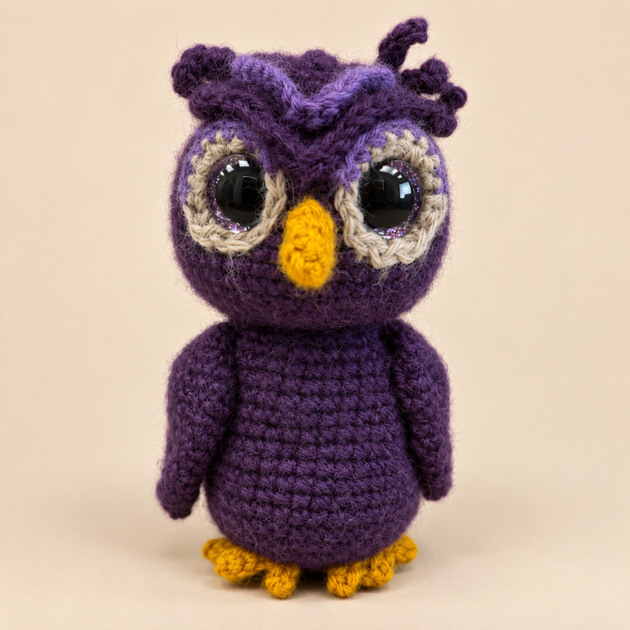 Handmade Baby Alpaca Toy - Purple Owl