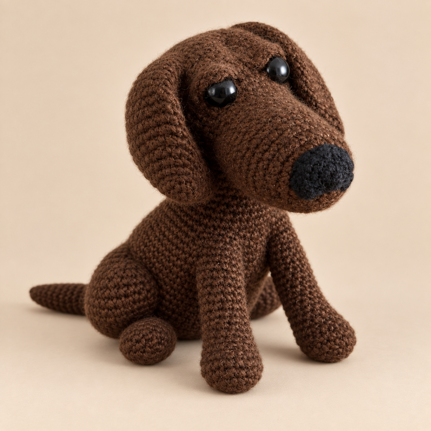 Handmade Baby Alpaca Toy - Chocolate Labrador