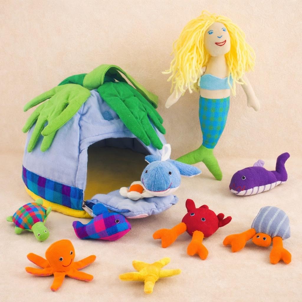 Handcrafted Organic Cotton Playhouse Mermaid and Friends