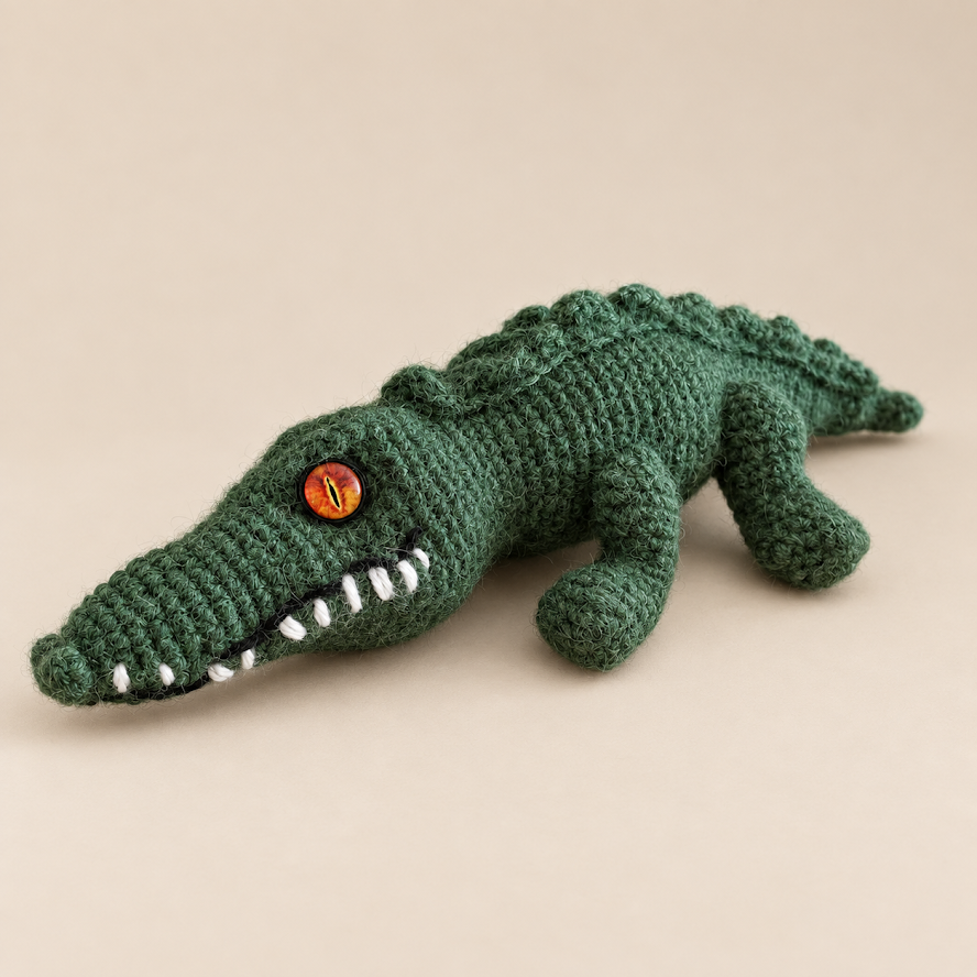 Handmade Baby Alpaca Toy - Crocodile