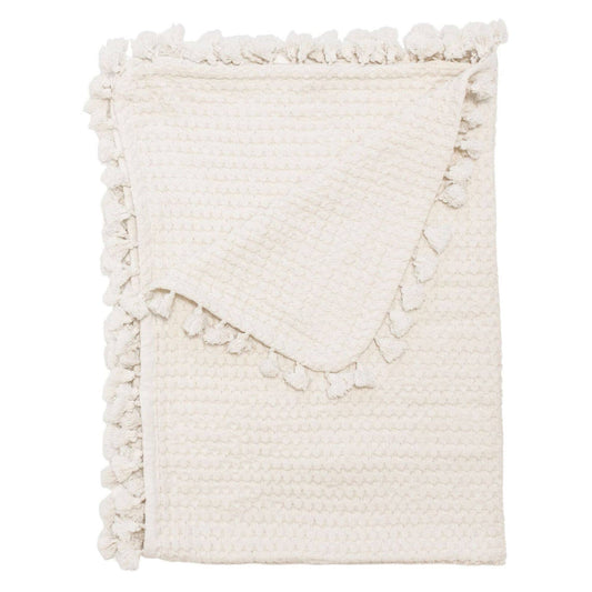 Waffle Knit Cotton Baby Blanket- Cream