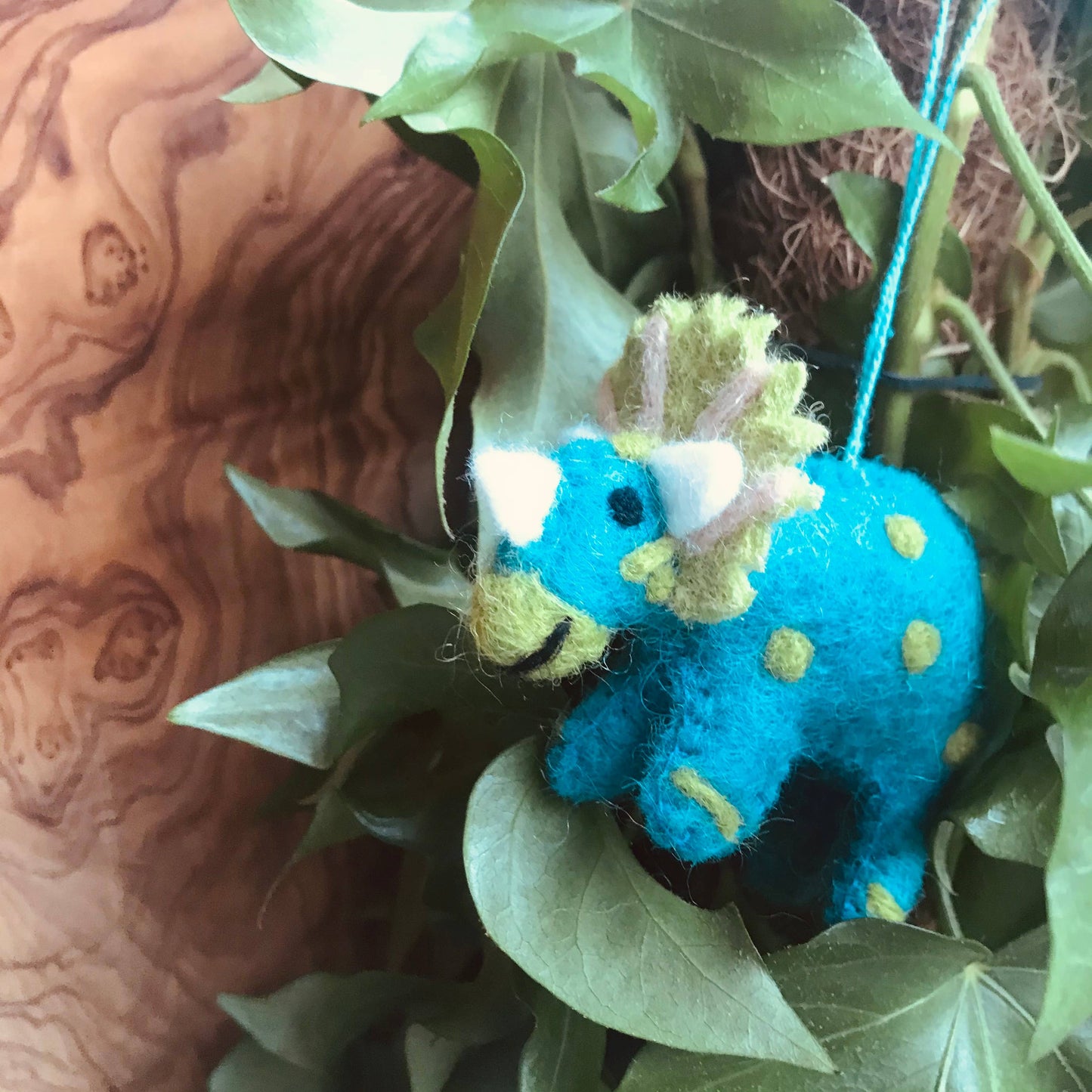 Handmade Felt Tessa Triceratops Dinosaur Christmas Tree Decoration