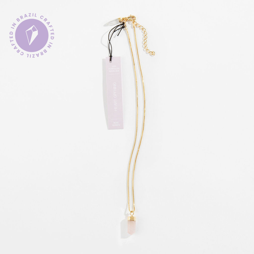 Mini Pendulum Necklace - Rose Quartz