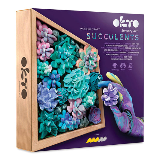 Sensory 3D Art DIY Wood & Craft Clay Kit - Succulents
