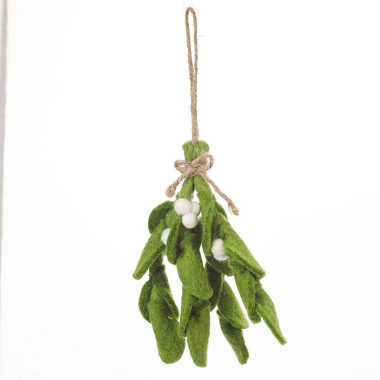 Handmade Felt Biodegradable Mistletoe Sprig Christmas Tree Decoration