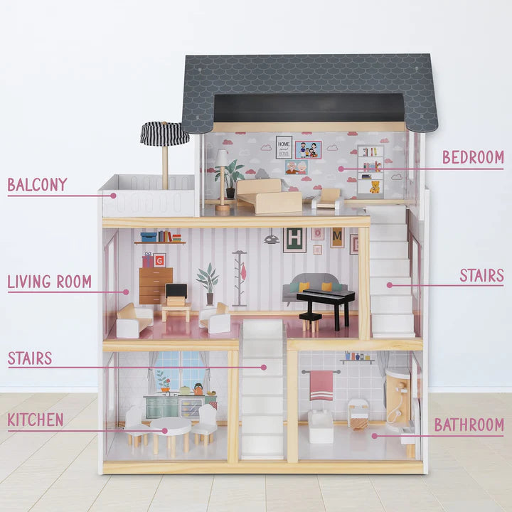 Lil’ Jumbl Kids Wooden Dollhouse