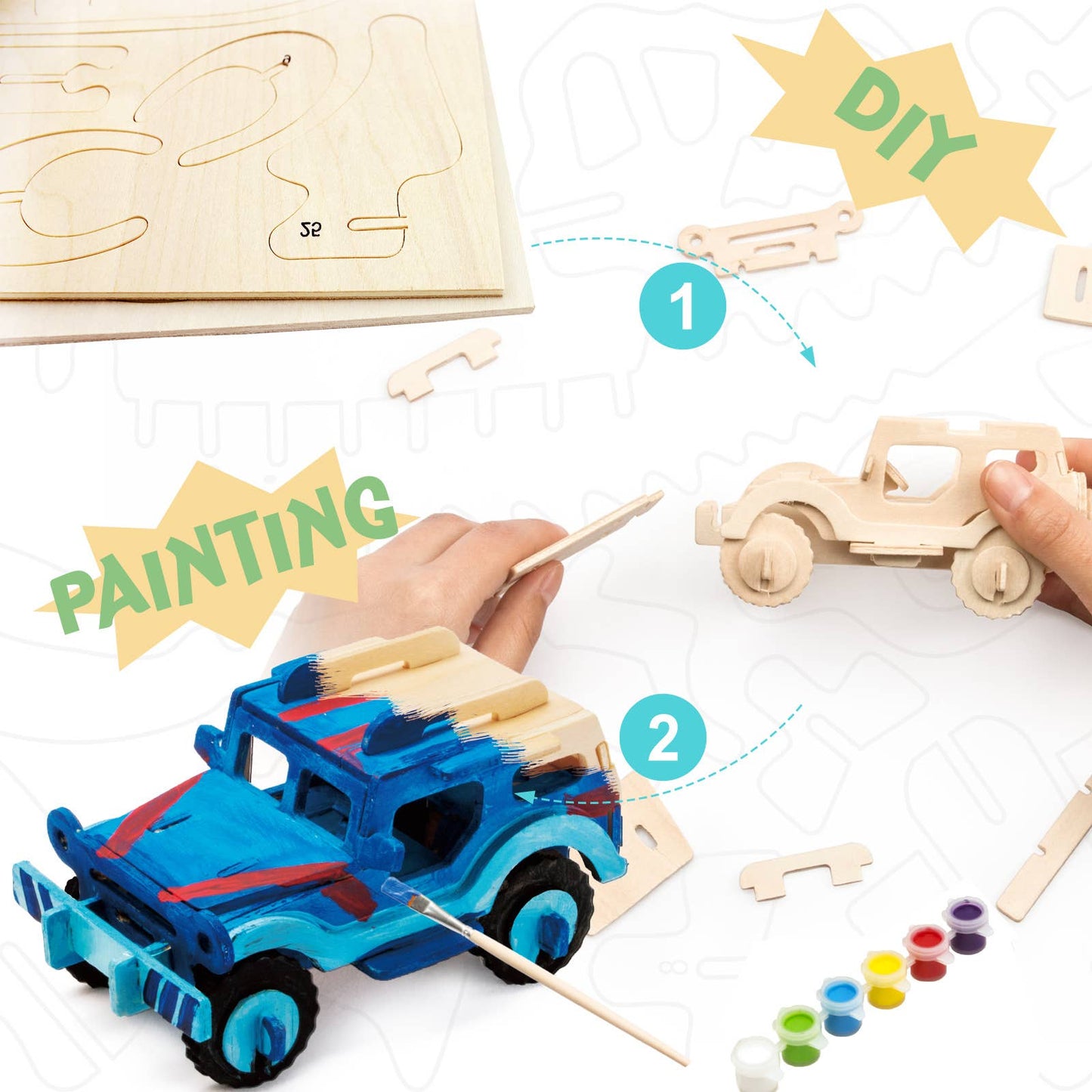 3D Wooden Puzzle with Paint Kit: SUV