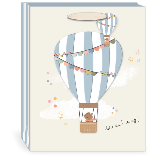 Large Gift Bag With Tip-On - Up and Away Balloon