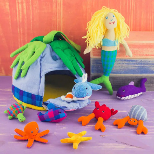 Handcrafted Organic Cotton Playhouse Mermaid and Friends