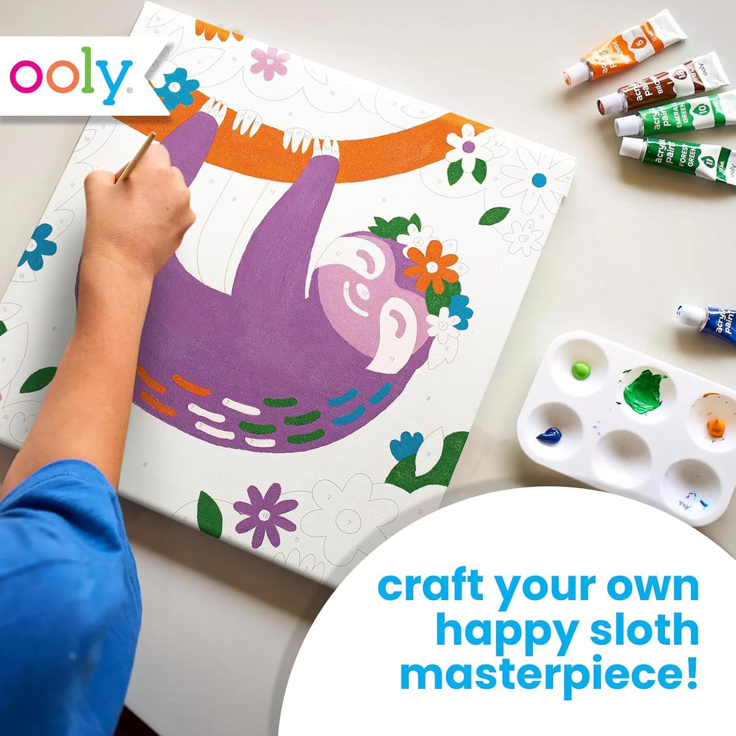 Colorific Canvas Paint by Number Kit - Happy Sloth