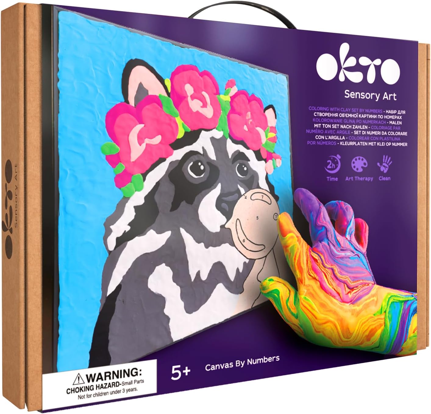 Sensory Art Coloring with Clay Set by Numbers - Raccoon