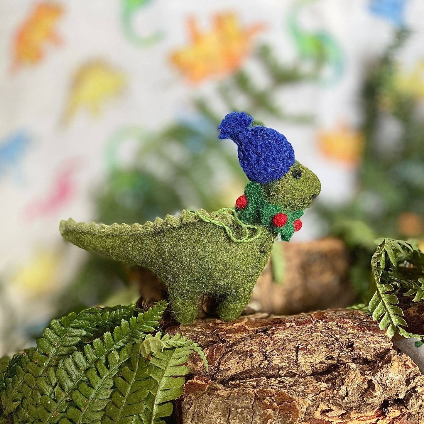 Handmade Biodegradable Felt Hanging Cosy Dinosaur Christmas Tree Decoration